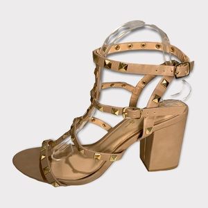 Lulus Nude Studded Block Heels 9
